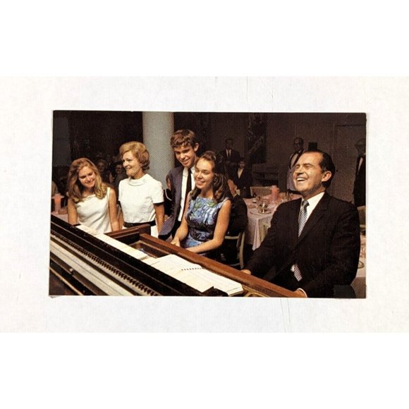 Vintage Postcard Richard Nixon & Agnew 1972 Political Advertising Playing Piano - Picture 1 of 8